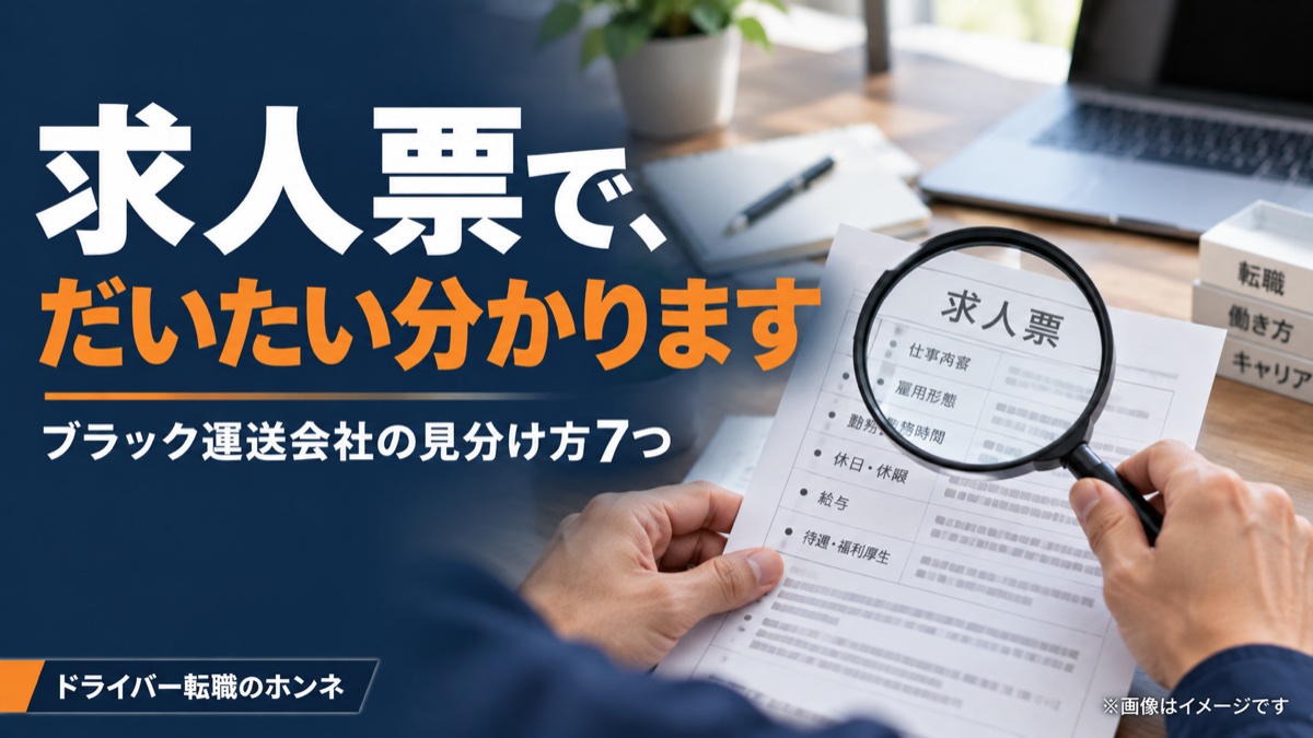 求人票で、だいたい分かります ブラック運送会社の見分け方7つ。画像はイメージです。