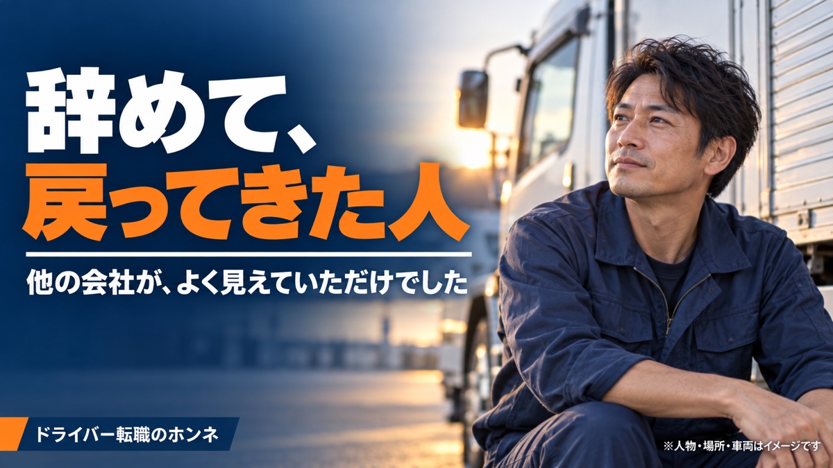 辞めて、戻ってきた人 他の会社が、よく見えていただけでした。人物・場所・車両はイメージです。