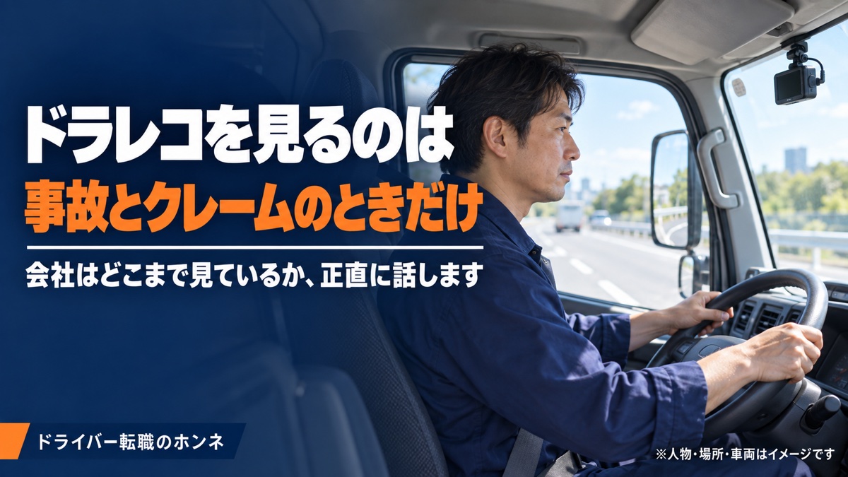ドラレコを見るのは 事故とクレームのときだけ。人物・場所・車両はイメージです。