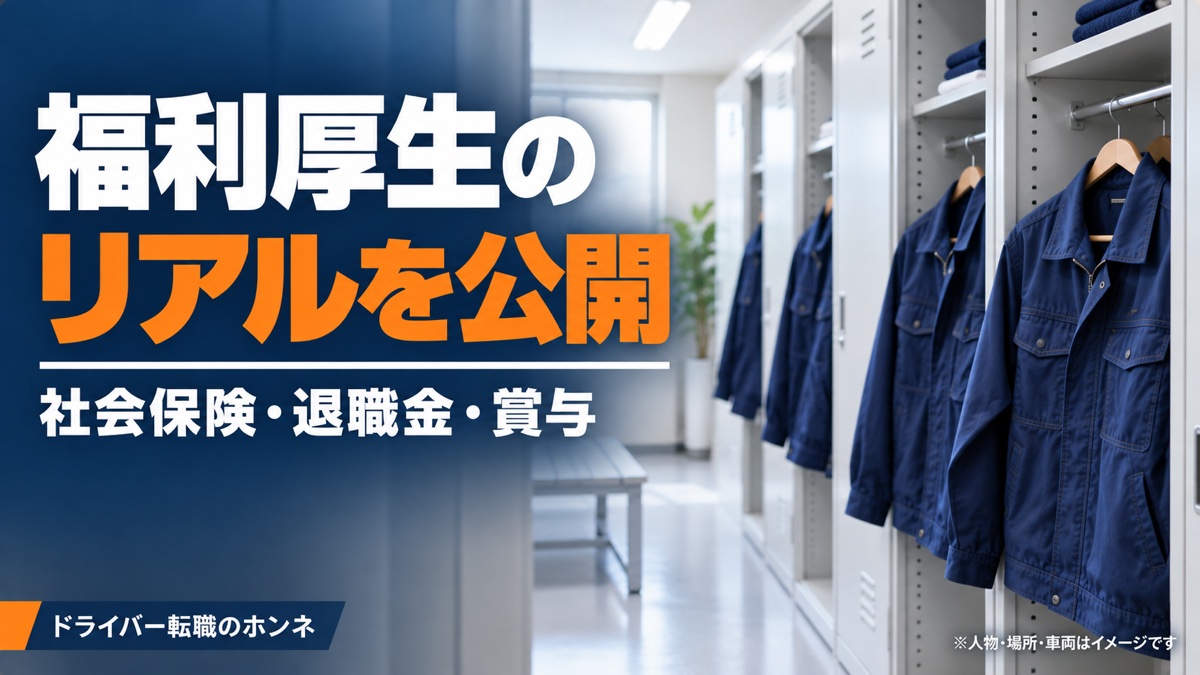 福利厚生のリアルを公開 社会保険・退職金・賞与。人物・場所・車両はイメージです。