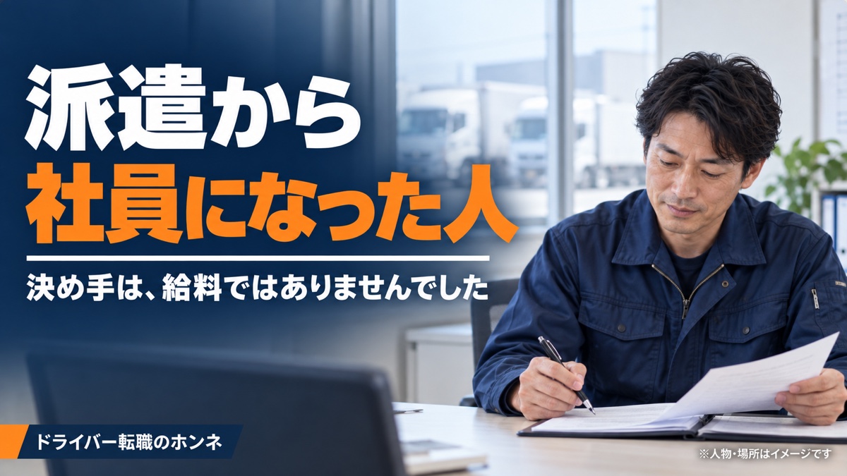 派遣から社員になった人 決め手は、給料ではありませんでした。人物・場所・車両はイメージです。