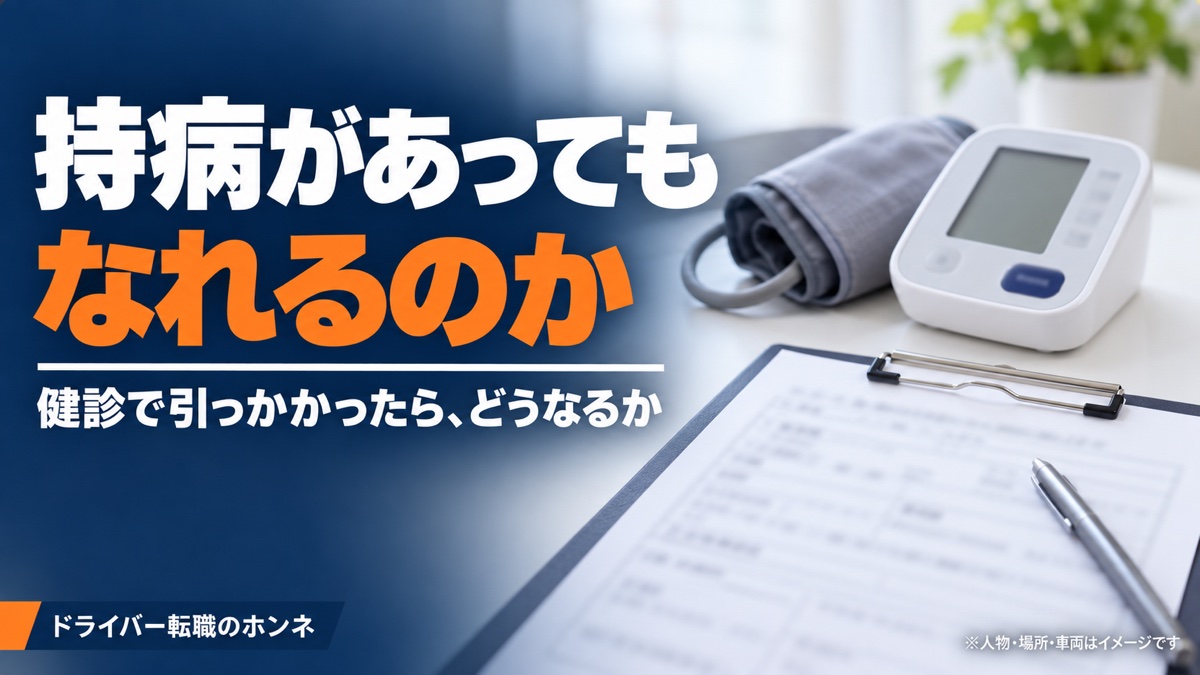 持病があってもなれるのか 健診で引っかかったら、どうなるか。人物・場所・車両はイメージです。