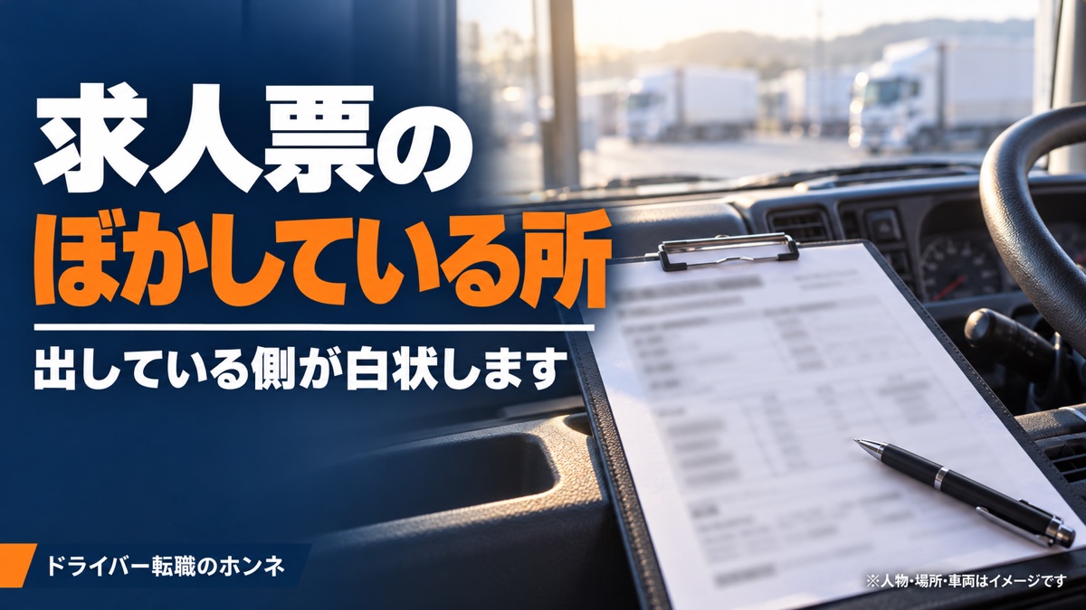 求人票のぼかしている所 出している側が白状します。人物・場所・車両はイメージです。