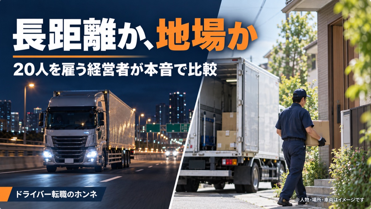 長距離か、地場か 20人を雇う経営者が本音で比較。人物・場所・車両はイメージです。