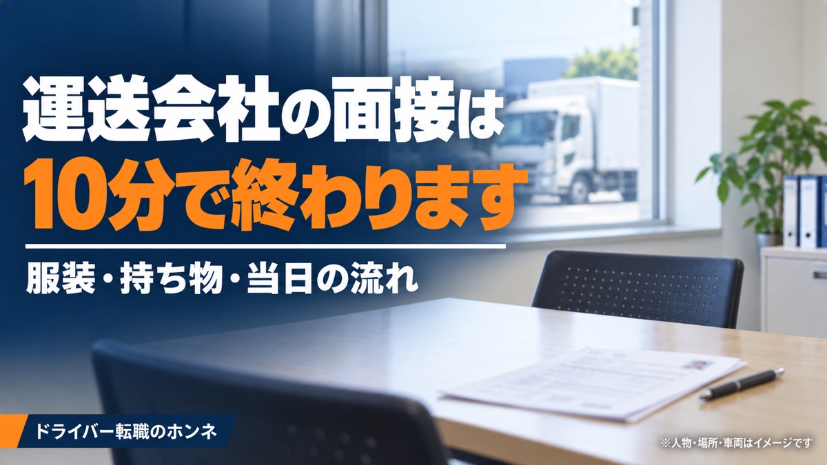 運送会社の面接は10分で終わります 服装・持ち物・当日の流れ。人物・場所・車両はイメージです。