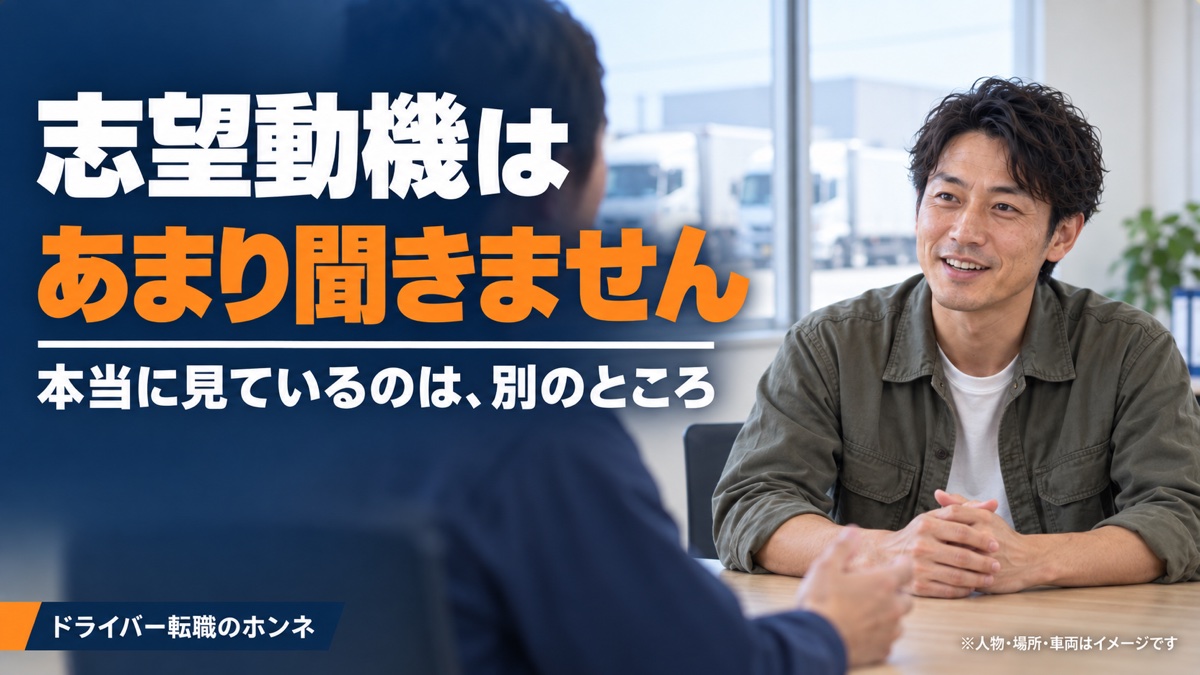 志望動機はあまり聞きません 本当に見ているのは、別のところ。人物・場所・車両はイメージです。
