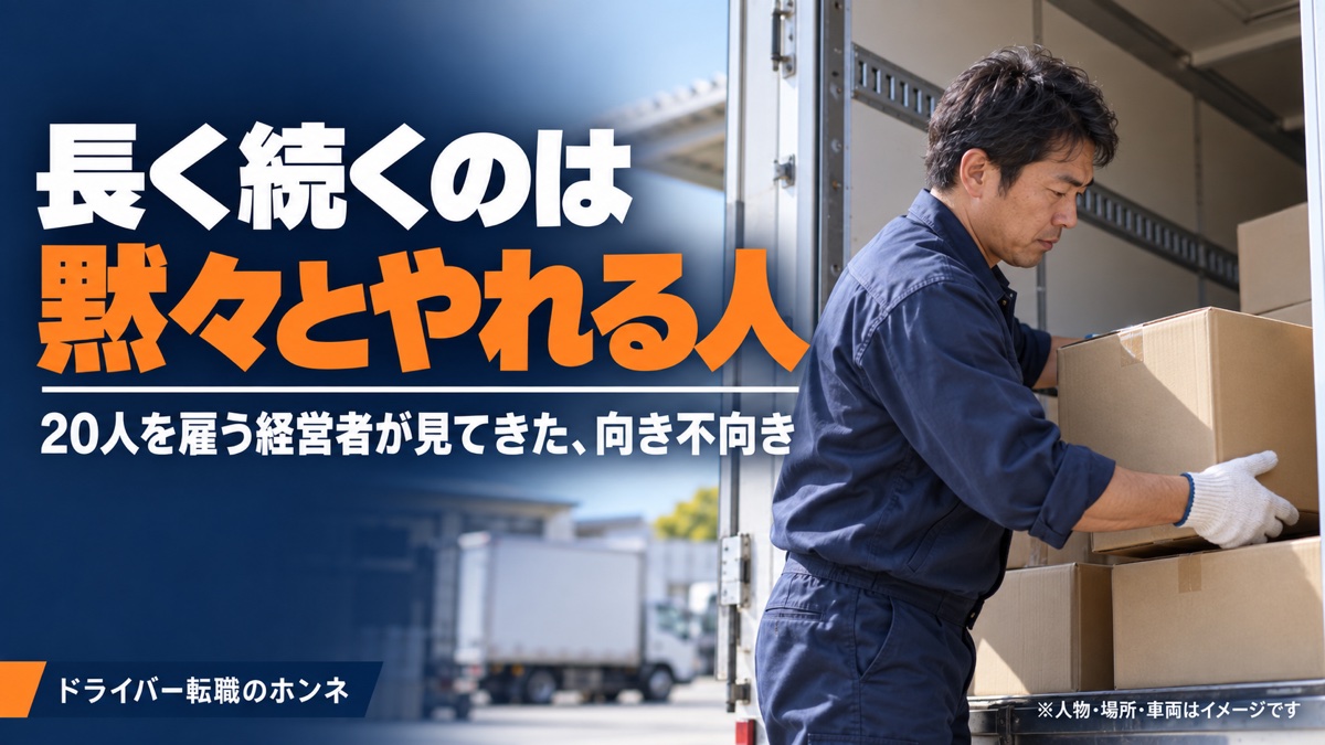 長く続くのは 黙々とやれる人。人物・場所・車両はイメージです。