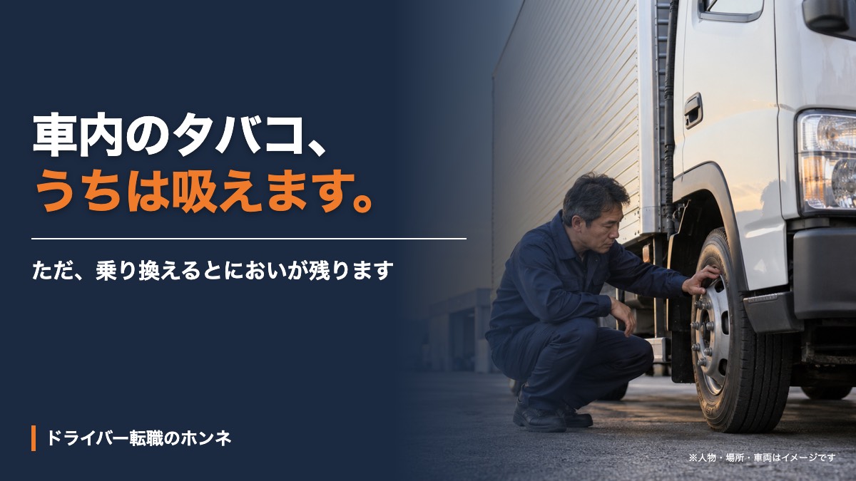 車内のタバコ、うちは吸えます。人物・場所・車両はイメージです。