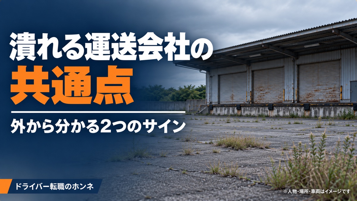 潰れる運送会社の共通点 外から分かる2つのサイン。人物・場所・車両はイメージです。